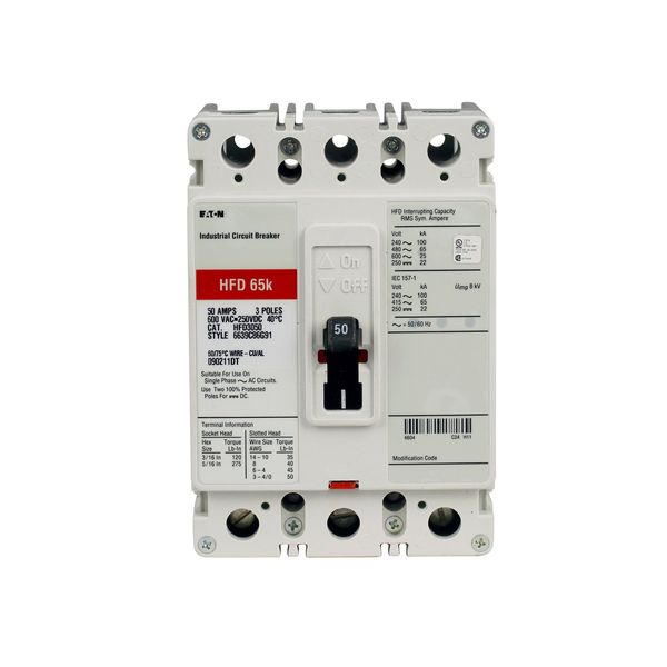 Cutler-Hammer HFD3050 Circuit Breaker | 50-AMPS 3-Pole 600V | Eaton Product Image