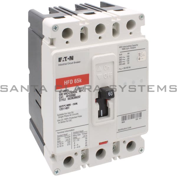 Cutler-Hammer HFD3060 Circuit Breaker 60-AMPS 3-Pole | Eaton Product Image