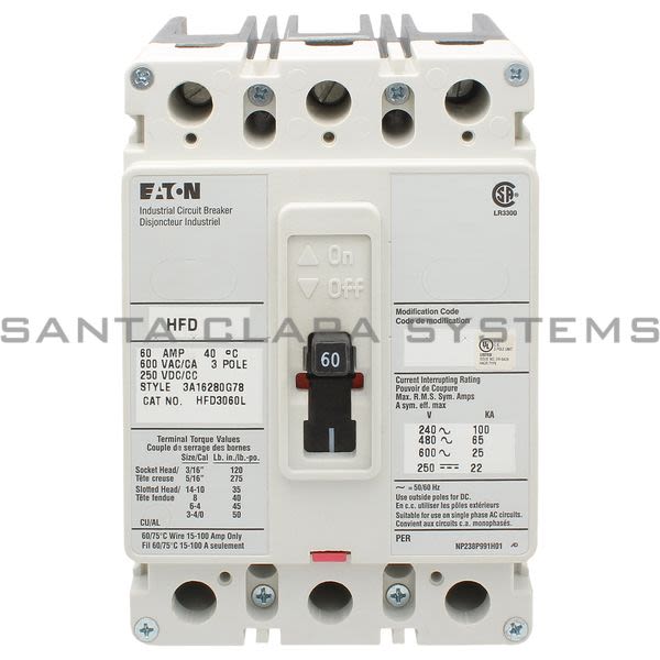 Cutler-Hammer HFD3060L Circuit Breaker 60-AMP | Eaton Product Image