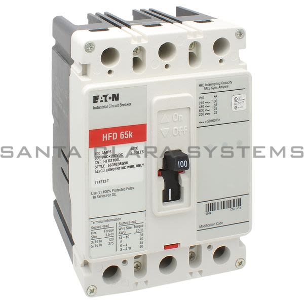 Cutler-Hammer HFD3100L Circuit Breaker 100-AMPS 3-Pole 600-VAC | Westinghouse Product Image