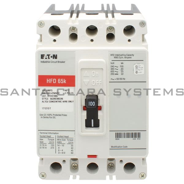 Cutler-Hammer HFD3100L Circuit Breaker 100-AMPS 3-Pole 600-VAC | Westinghouse Product Image