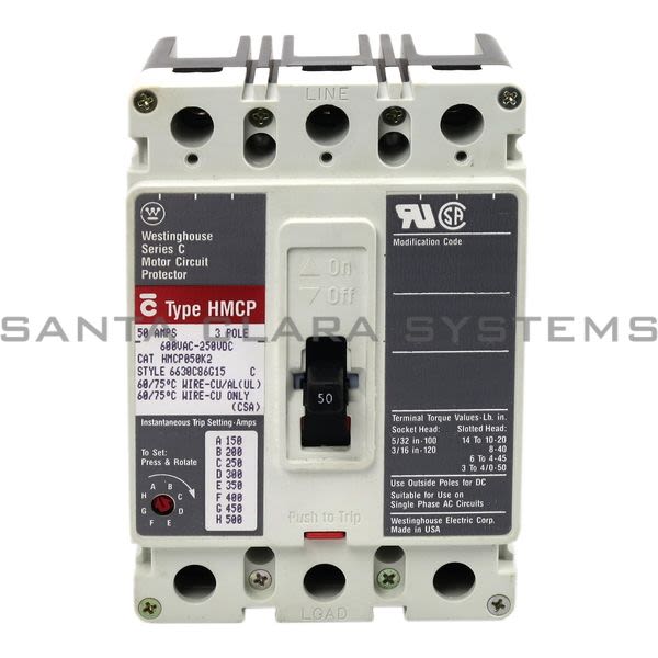 Cutler-Hammer HMCP050K2W Circuit Breaker | 50-AMPS | Eaton Product Image