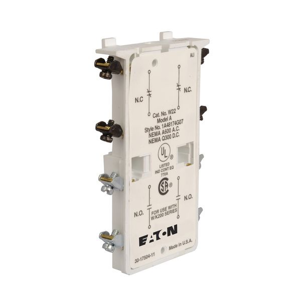 Cutler-Hammer W22 Auxilary Contact 2No/2NC | Eaton 1A48174G07 Product Image
