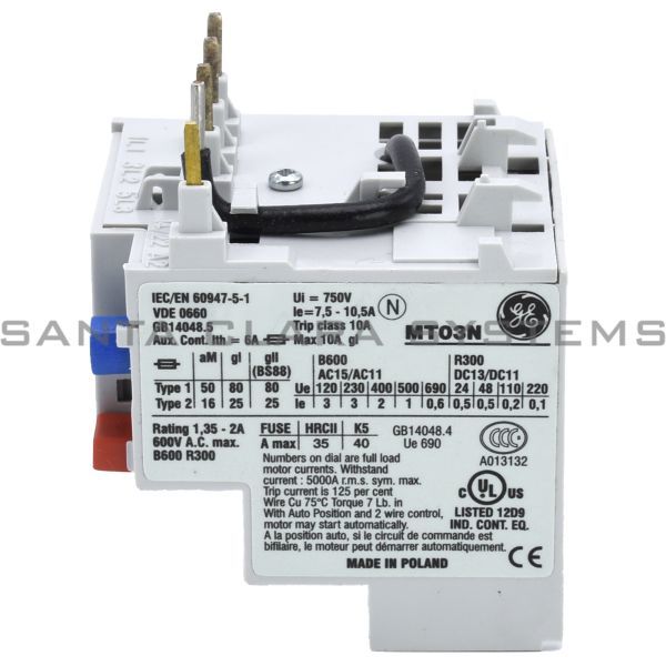 MT03N General Electric Overload Relay - Santa Clara Systems