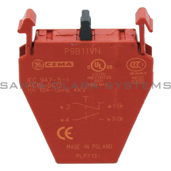 General Electric P9B11VN  Contact Block 1No 1NC Screw Term 10A-AC 2.5A-DC Product Image