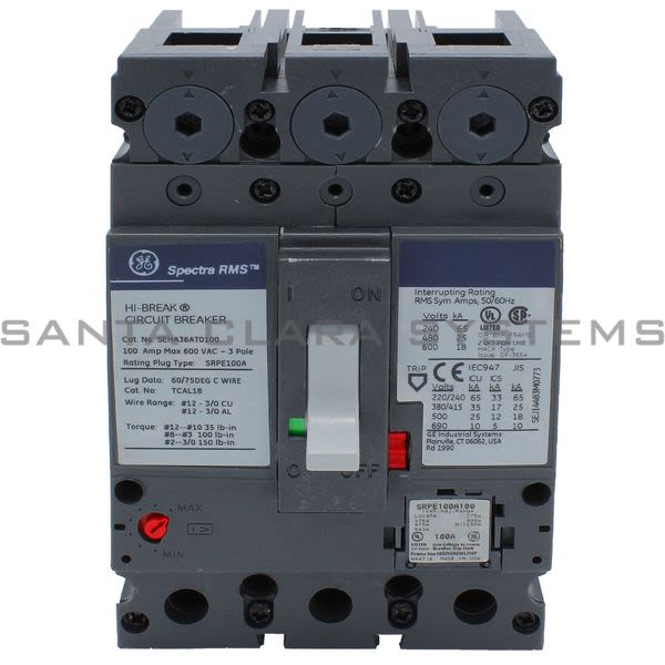 General Electric SEHA36AT0100 Circuit Breaker 110Amp 3Pole 600VAC Product Image