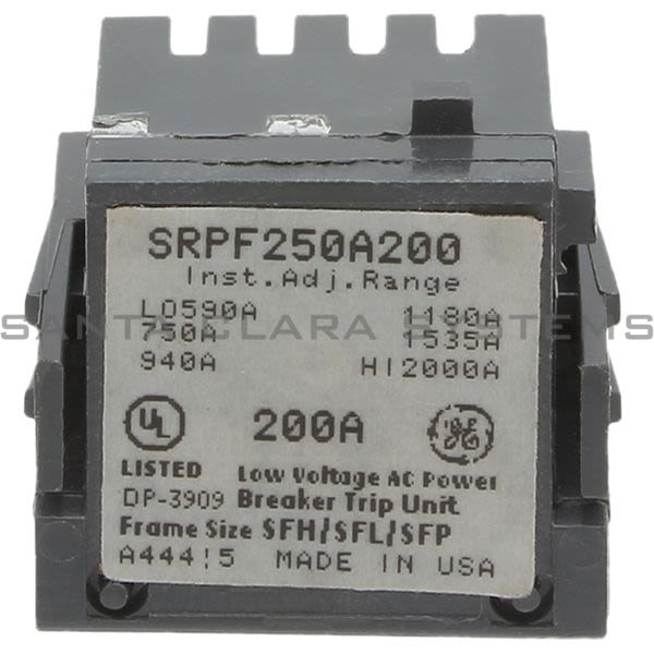 General Electric SRPF250A200 Circuit Breaker Rating Plug | SRPF250A200A Product Image