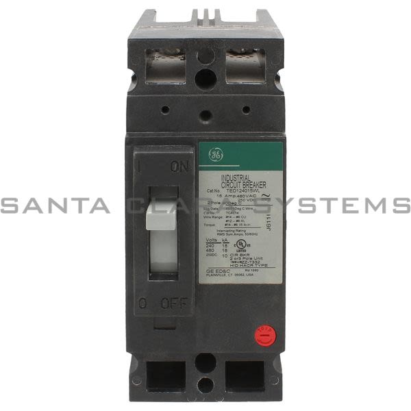 General Electric TED124015WL CIRCUIT BREAKER 1PHASE,  15AMP, 2POLE 480VAC Product Image