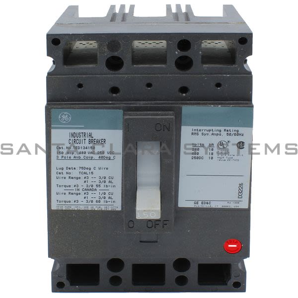 General Electric TED134150WL Circuit Breaker 150AMP 3 Pole 480VAC w/Lugs Product Image