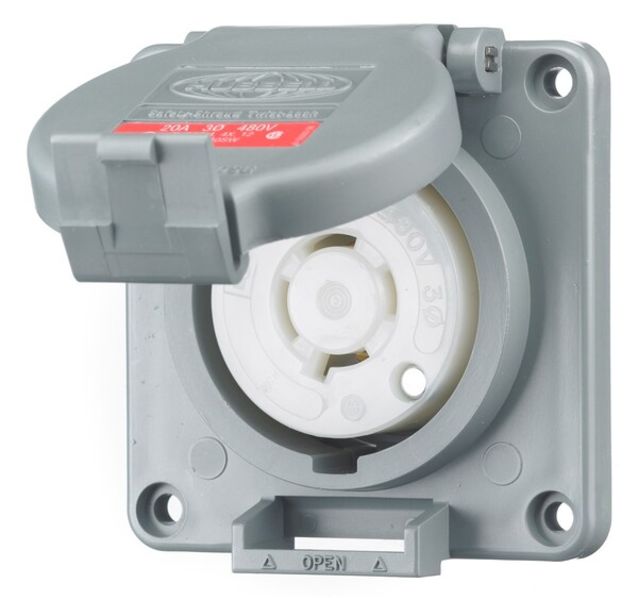 Hubbell HBL2430SW Twist-Lock Watertight Safety-Shroud Receptacle Product Image
