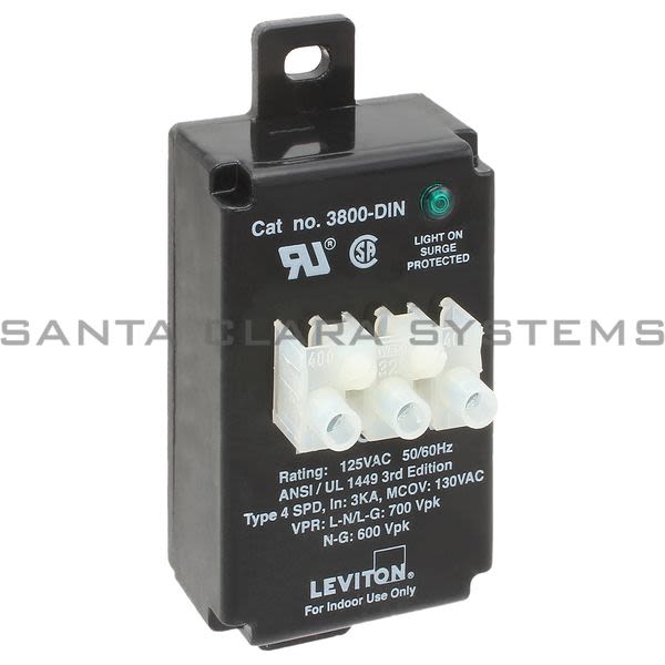 Leviton 3800-DIN Surge Protector Black Product Image