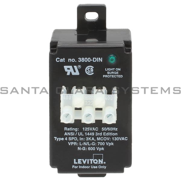 Leviton 3800-DIN Surge Protector Black Product Image