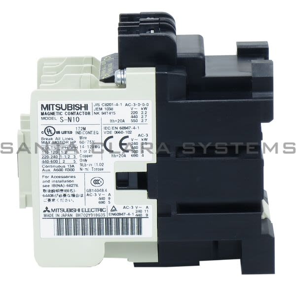Mitsubishi S-N10-AC100V  Contactor | S-N10 100V/50Hz-100-110/60Hz Product Image