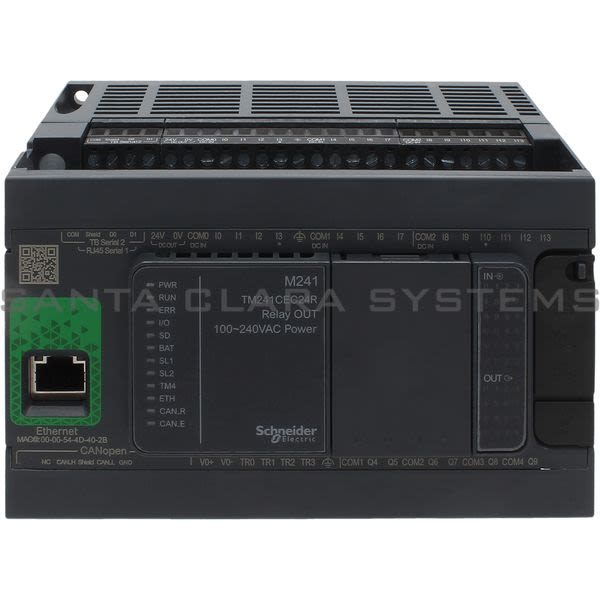 Modicon TM241CEC24R Controller M241 24 IO Relay Ethernet CAN Master Product Image
