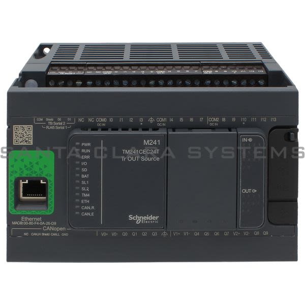 Modicon TM241CEC24T Controller M241 24 IO transistor PNP Ethernet CAN master Product Image