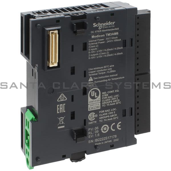 Modicon TM3AM6 Modicon TM3 - 4 analog inputs, 2 analog output (screw) 24Vdc Product Image