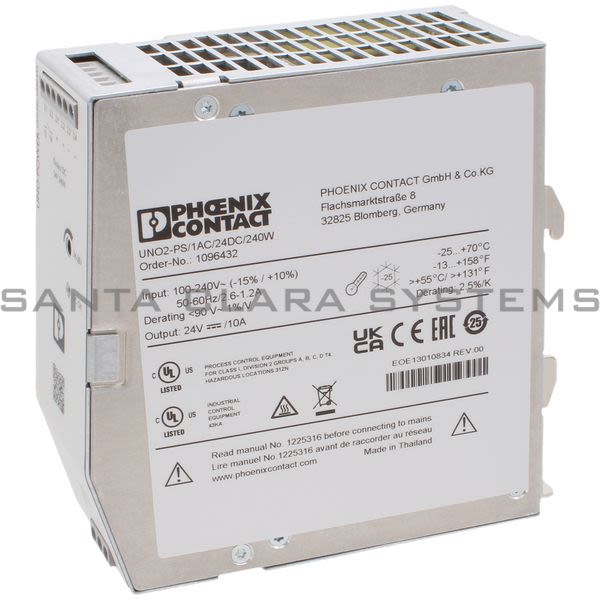 Phoenix Contact 1096432 Power Supply | UNO2-PS/1AC/24DC/240W Product Image