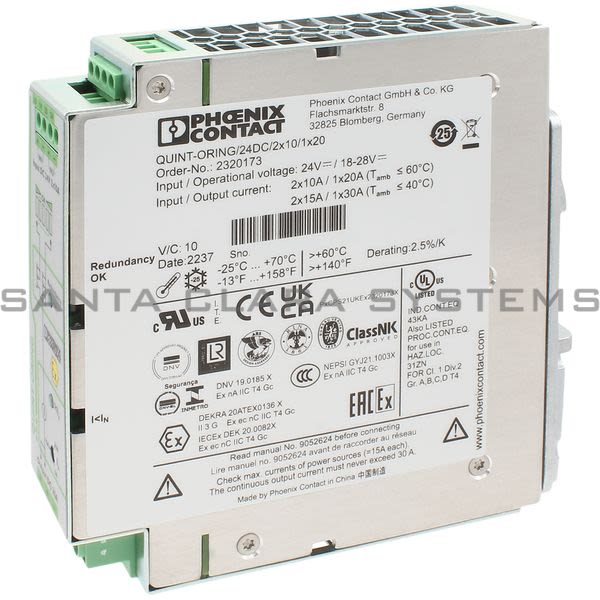 Phoenix Contact 2320173 Redundancy Module | Quint-Oring/24DC/2X10/1X20 Product Image