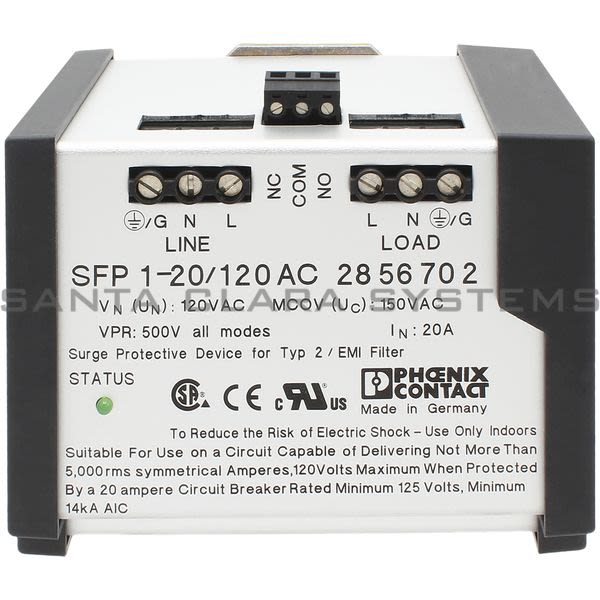 Phoenix Contact 2856702 Surge Protector | SFP 1-20/120AC Product Image