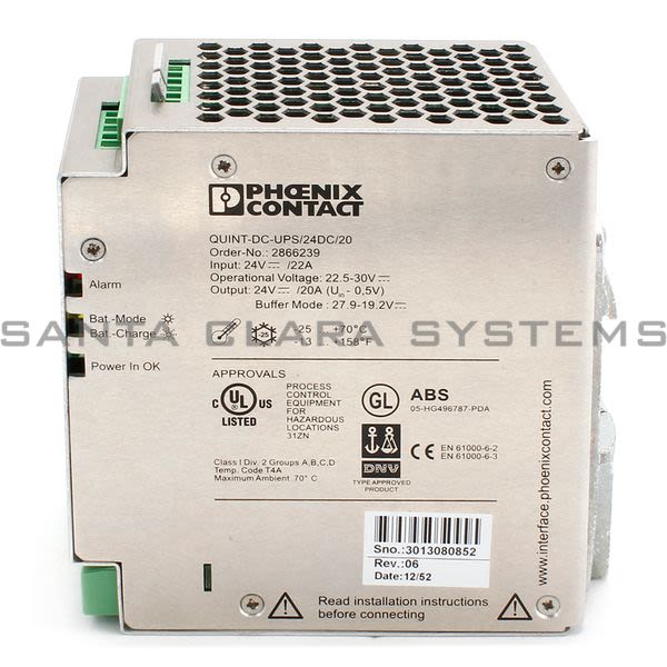 Phoenix Contact 2866239 Power Supply | Quint-DC-UPS/24DC/20 Product Image