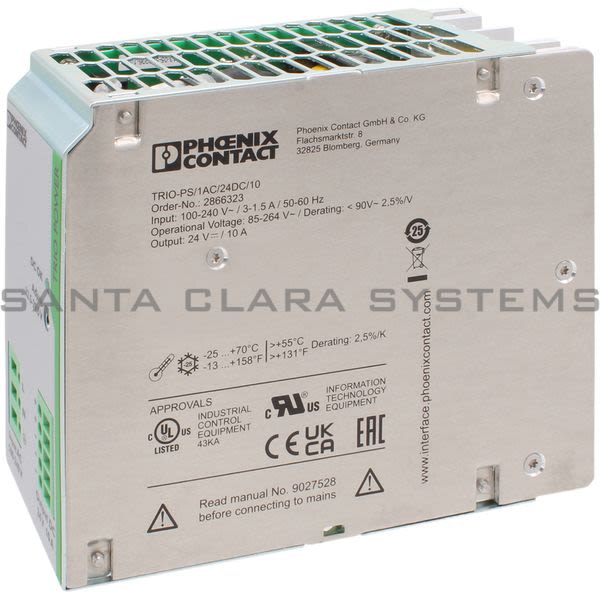 Phoenix Contact 2866323 Power Supply | Trio-PS/1AC/24DC/10 Product Image