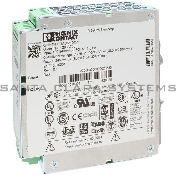 Phoenix Contact 2866750 Power Supply | Quint-PS/1AC/24DC/5 Product Image