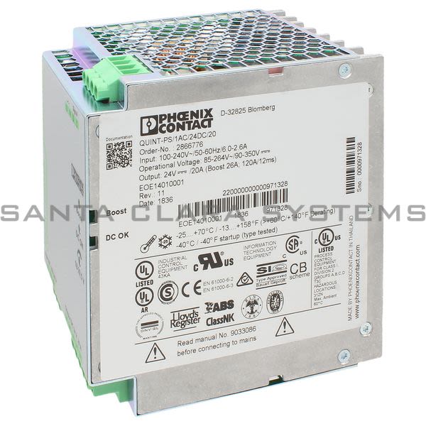 Phoenix Contact 2866776 Power Supply | Quint-PS-1AC/24DC/20 Product Image
