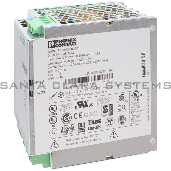 Phoenix Contact 2866792 Power supply unit - QUINT-PS/3AC/24DC/20 Product Image
