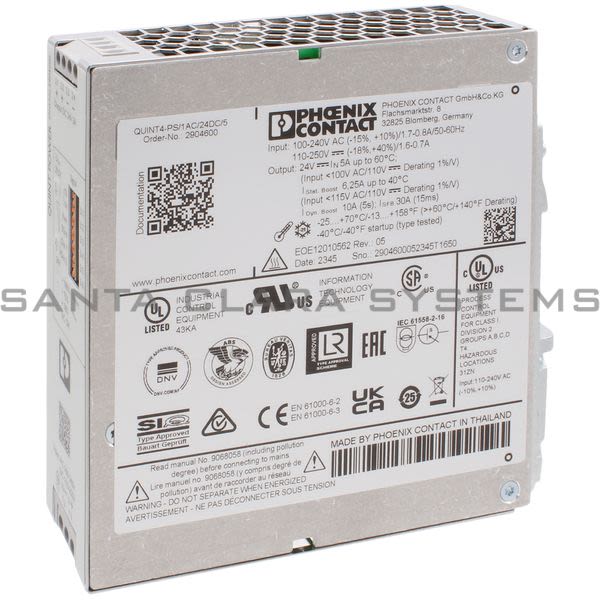 Phoenix Contact 2904600 Power Supply | QUINT4-PS/1AC/24DC/5 Product Image