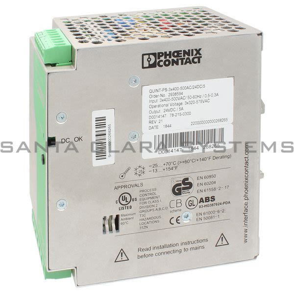 Phoenix Contact 2938594 Power Supply | Quint-PS-3X400-500AC/24DC/5 Product Image