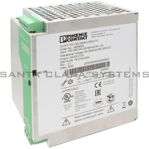 Phoenix Contact 2938604 Power Supply | Quint-PS-100-240AC/24DC/10 Product Image