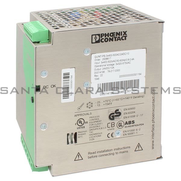 Phoenix Contact 2938617 Power Supply | Quint-PS-3X400-500AC/24DC/10 Product Image