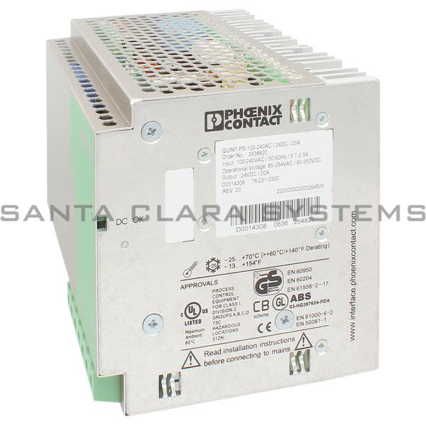 Phoenix Contact 2938620 Power Supply | Quint-PS-100-240AC/24DC/20 Product Image