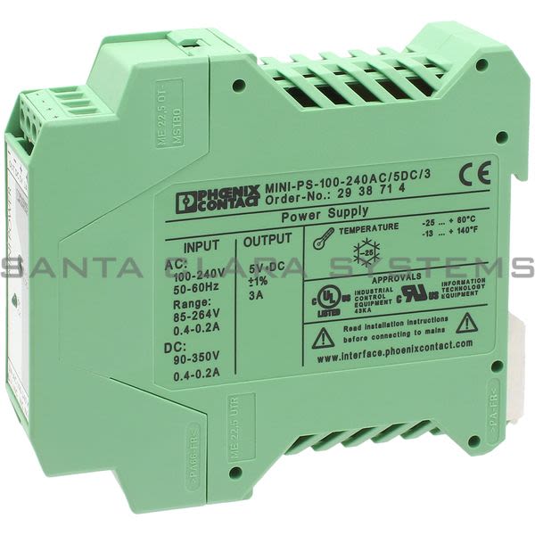Phoenix Contact 2938714 Power Supply | Mini-PS-100-240AC/5DC/3 Product Image