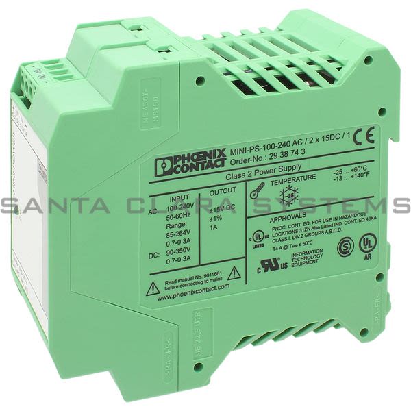 Phoenix Contact 2938743 Power Supply | Mini-PS-100-240AC/ 2X15DC/ 1 Product Image