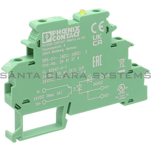 Phoenix Contact 2941374 Solid-State Relay Terminal Block | DEK-OV- 24DC/ 24DC/ 3 Product Image