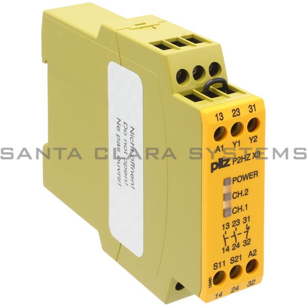Pilz P2HZX324VDC2N-O1N-C-774350 Safety relay (standalone) Inputs: 1 N/O, 1 N/C per pushbutton Outputs: 2 N/O, 1 N/C UB 24 V DC, width: 22.5 mm, plug-in Product Image
