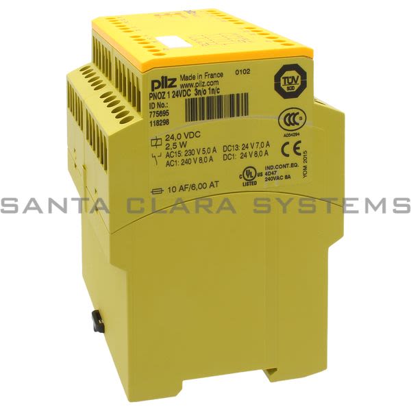 Pilz PNOZ124VDC3N-O1N-C-775695 Safety relay (standalone) Inputs: 1-/2-channel wiring without detection of shorts across contacts Outputs: 3 N/O, 1 N/C Product Image