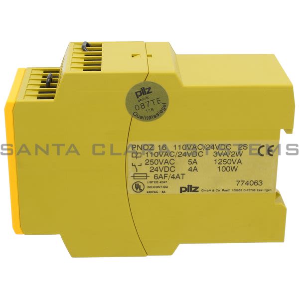 Pilz PNOZ16110VAC-24VDC2S-774063 Safety relay (standalone) Inputs: 1- / 2-channel wiring with detection of shorts across contacts Outputs: 2 N/O UB 110 V Product Image