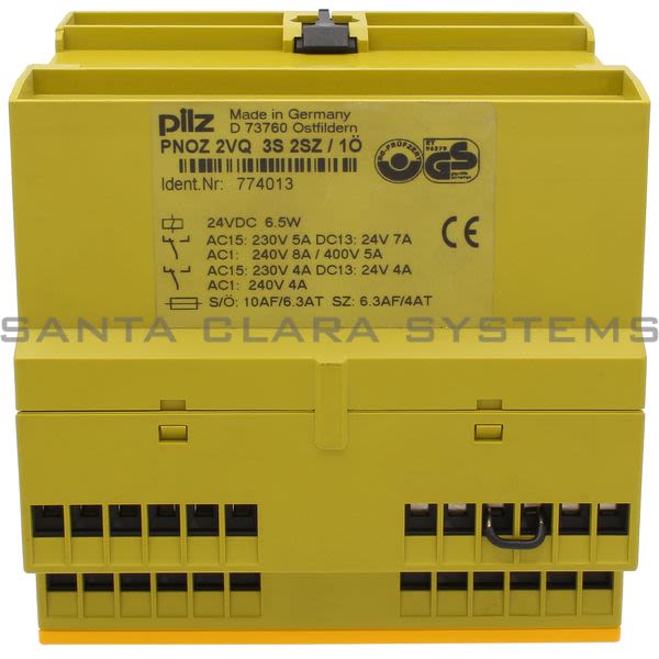 Pilz PNOZ2VQ3S2SZ-1O-774013 Safety relay (standalone) Inputs: 1-/2-channel wiring with/without detection of shorts across contacts. Outputs: 3 N/O, Product Image