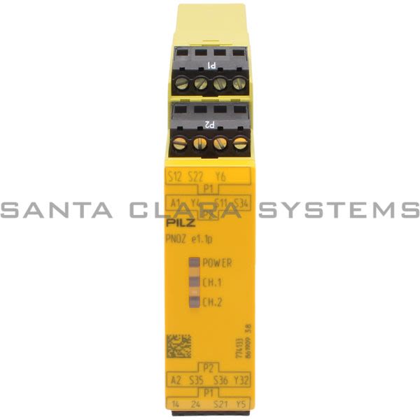 Pilz PNOZE1.1P24VDC2SO-774133 Safety relay (standalone) Inputs: 1-/2-channel wiring with/without detection of shorts across contacts Outputs: 2 safety Product Image