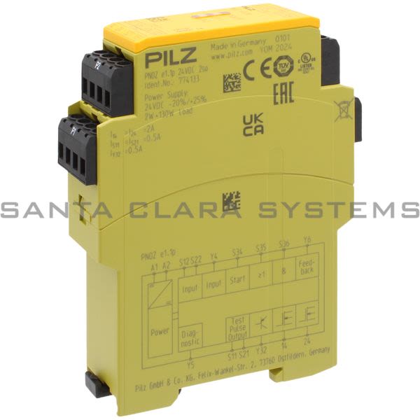 Pilz PNOZE1.1P24VDC2SO-774133 Safety relay (standalone) Inputs: 1-/2-channel wiring with/without detection of shorts across contacts Outputs: 2 safety Product Image