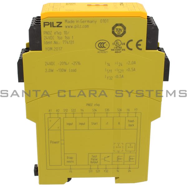 Pilz PNOZE1VP10-24VDC1SO1SOT-774131 Safety relay (standalone) Inputs: 1-/2-channel wiring with/without detection of shorts across contacts Outputs: 2 safety Product Image