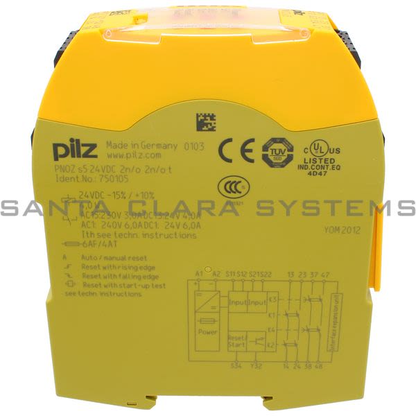 Pilz PNOZS524VDC2N-O2N-OT-750105 Safety relay (standalone) Inputs: 1-/2-channel wiring with/without detection of shorts across contacts Outputs: 2 N/O, 2 Product Image