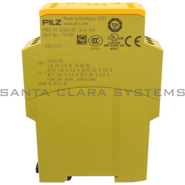 Pilz PNOZX124VAC-DC3N-O1N-C-774300 Safety relay (standalone) Inputs: Single-channel wiring Outputs: 3 N/O, 1 N/C UB 24 V AC/DC, width: 22.5 mm, plug-in ter Product Image