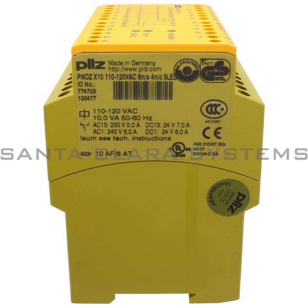 Pilz PNOZX10110-120VAC6N-O4N-C3LED-774703 Safety relay (standalone) Inputs: 1-/2-channel wiring with/without detection of shorts across contacts Outputs: 6 N/O, 4 Product Image