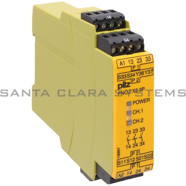 Pilz PNOZX2.3P24VACDC3N-O-777304 Safety relay (standalone) Inputs: 1- / 2-channel wiring with detection of shorts across contacts Outputs: 3 N/O. Automat Product Image