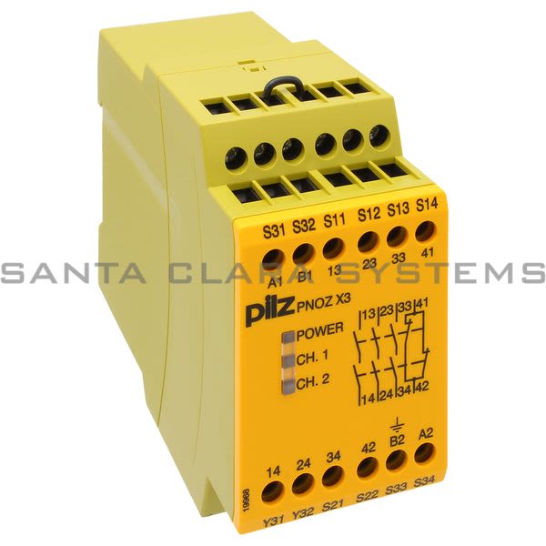 Pilz PNOZX3120VAC24VDC3N-O1N-C1SO-774316 Safety relay (standalone) Inputs: 1- / 2-channel wiring with detection of shorts across contacts Outputs: 3 N/O, 1 N/C, Product Image