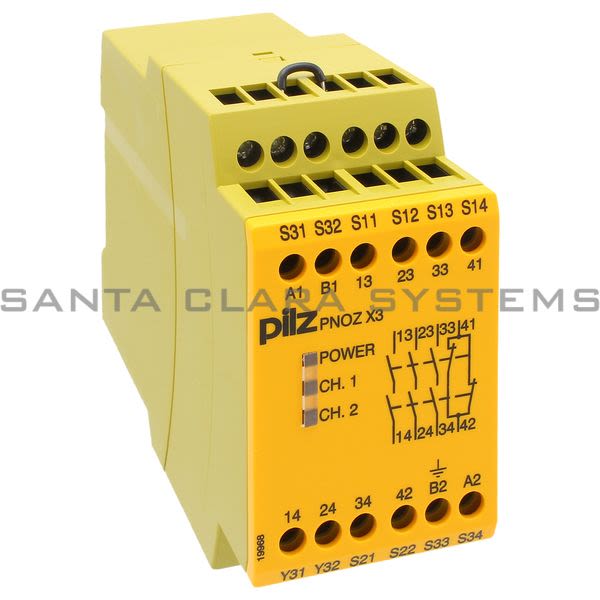 Pilz PNOZX3230VAC24VDC3N-O1N-C1SO-774318 Safety relay (standalone) Inputs: 1- / 2-channel wiring with detection of shorts across contacts Outputs: 3 N/O, 1 N/C, Product Image