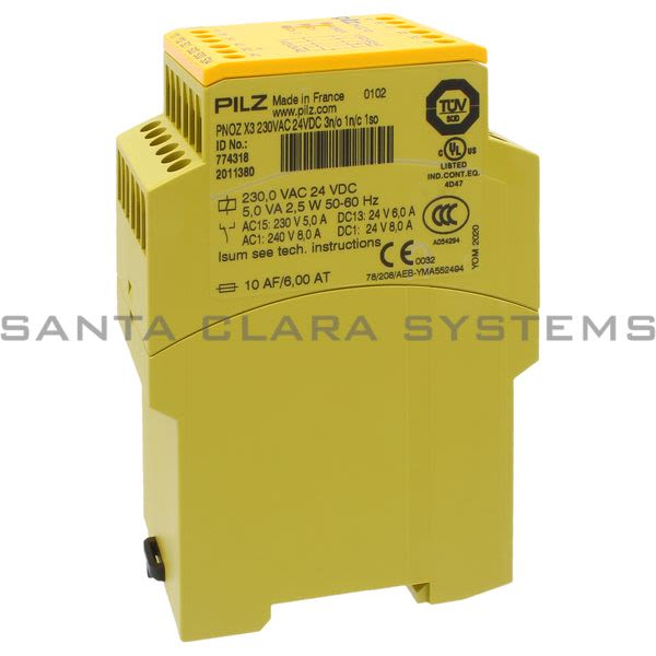 Pilz PNOZX3230VAC24VDC3N-O1N-C1SO-774318 Safety relay (standalone) Inputs: 1- / 2-channel wiring with detection of shorts across contacts Outputs: 3 N/O, 1 N/C, Product Image